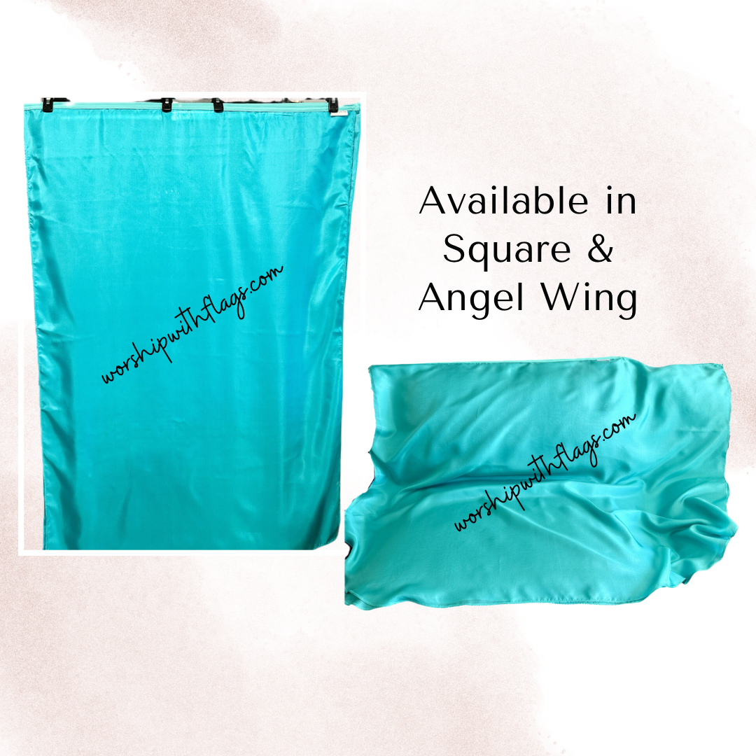 Aqua 8mm Large Color Silk Flags | Worship With Flags